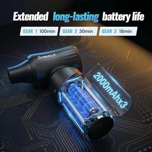Compressed Air Duster – Super Powerful 300,000 RPM Cordless Air Duster, Rechargeable Brushless Motor, 3-Speed Adjustable, Portable Air Blower for Keyboards, PCs, Laptops, Cars, Home & Office