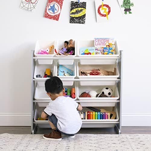 Kids Toy Organizer with 12 Bins, 4 Tier Storage for Playroom