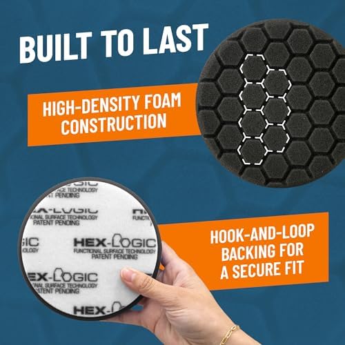 Hex-Logic Finishing Foam Pad, Black, 5.5 in for 5 in, 3 Pack
