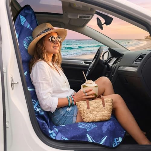 Car Seat Cover Protector Front Seats,for Gym Workout,Running,Swimming,Beach and Hiking,Waterproof Sweat Towel Bucket Seat Covers for Cars SUV Trucks (Conch Shells Starfish, 2Pcs)