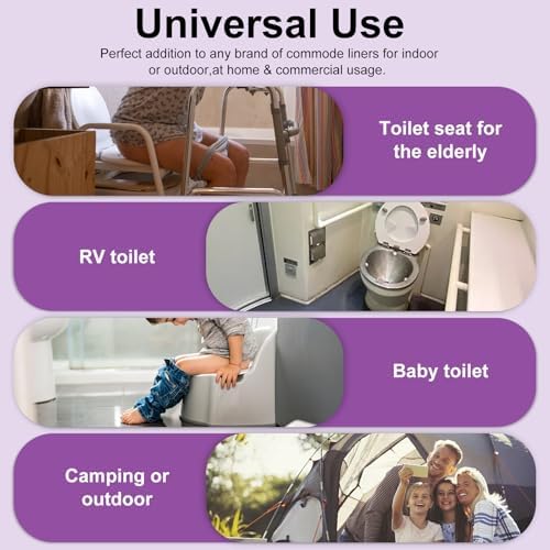 200 PCS Lavender Scented Super Absorbent Commode Pads, Light Scent Commode Pads for Bedside Commode Liners, Medical Grade, Disposable, Simple for Camping, Seniors and Disabled