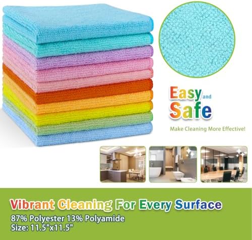 Microfiber Cleaning Cloth, 100PK, Cleaning Rags, 11.5"×11.5"