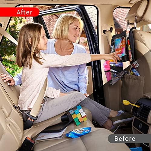 Backseat Car Organizer, Kick Mats Back Seat Protector with Touch Screen Tablet Holder, Back Seat Organizer for Kids with 9 Storage Pockets (2 Pack, Violet)