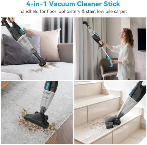 Lightweight Corded Stick Vacuum, 4-in-1 Handheld Small Vacuum with 4 HEPAS