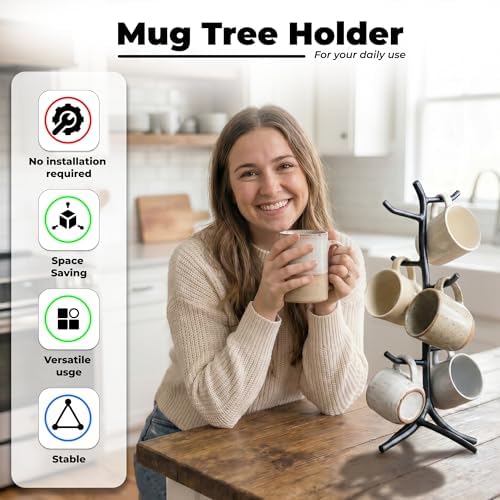 Handmade Iron Mug Tree - Heritage Design Mug Stand