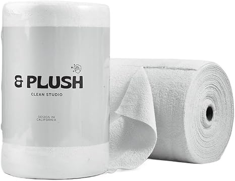& PLUSH Microfiber Cleaning Cloth Roll - 50 Pack, Tear Away Microfiber Towels, 12" x 12", Reusable, Washable, Streak Fre