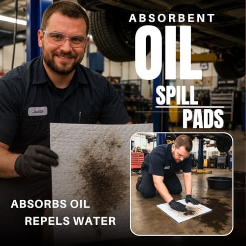 Light Universal Absorbent Pads, 25 Pack - Absorbs 18 oz per pad / 3.5 gal. per Pack - Absorbs Oil, Grease, Coolant, Chemicals, Solvents, Caustics, Acids, Urine & Stool, and Sewage