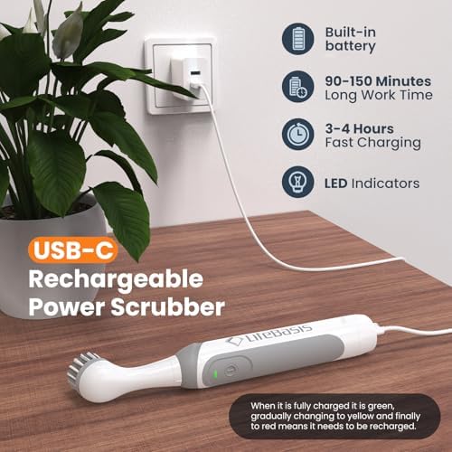 Cordless Rechargeable Power Scrubber Brush, White