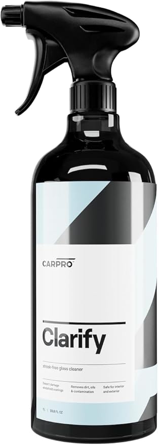 CARPRO Clarify Streak Free Car Window Cleaner Removes Oils, Fingerprints & Dirt - Safe to Use on Ceramic Coatings, Interior and Exterior Glass - Liter (34oz)