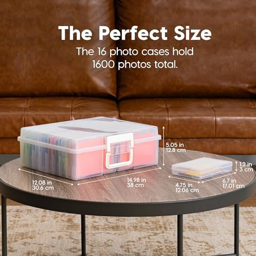 Photo Storage Box |Made in USA| 16 Cases - (2-Pack) - Clear