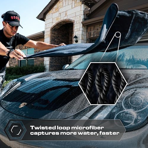 Slim Microfiber Car Drying Towel 24"x36", 800GSM Twisted Loop