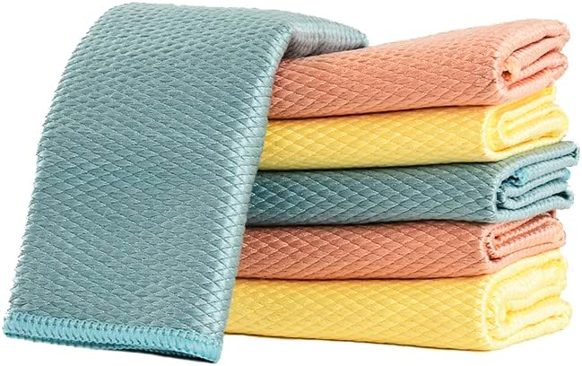 Amruta Clean Fish Scale Microfiber Glass Cleaning Cloths Streak Free for Window Car Mirrors Windshield Lint Free Microfi