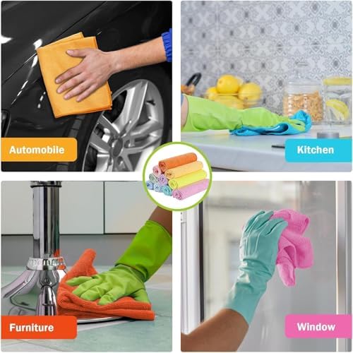 Microfiber Cleaning Cloth, 100PK, Cleaning Rags, 11.5"×11.5"