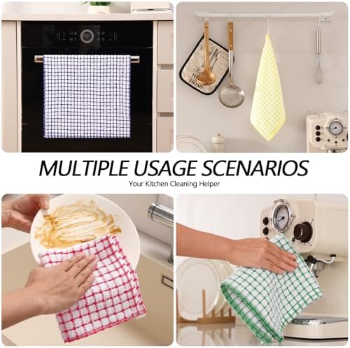 Cotton Terry Kitchen Towels and Dishcloths Set of 8, Mixed Color
