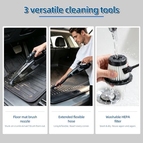 45Pcs Car Cleaning Kit, Car Interior Detailing Kit, 8000Pa Corded Handheld Car Vacuum, Car Detailing Brushes, Car Duster, Windshield Cleaner Tool, Car Cleaning Supplies, Car Accessories, Gifts for Men