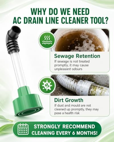 AC Drain Line Cleaner, HVAC Condensate Drain Cleaner with Clear Tube