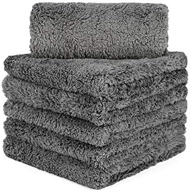 Microfiber Towels for Cars, Car Drying Wash Detailing Towel with Plush Edgeless Microfiber Cloth (Grey)