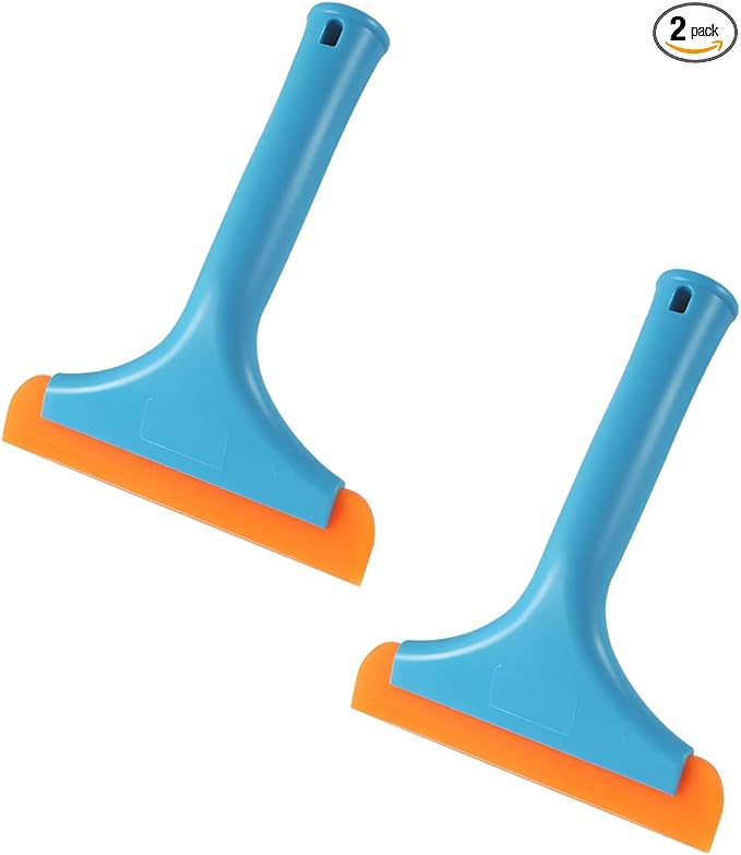 KVAEY 2 PCS Small Silicone Window Squeegee, 5.9 Inch Car Windshield Water Blade Squeegee with Non-Slip Handle, All-Purpose Cleaning Squeegee for Car Windshield, Window, Mirror (Sky Blue)