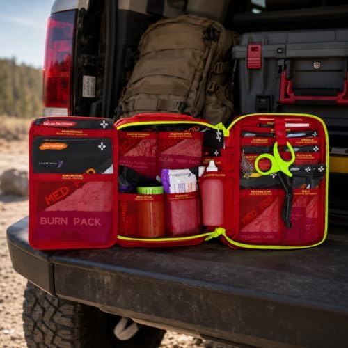 Lightning X Large 364 Piece First Aid Kit OSHA ANSI Class B+, Soft Case, Color-Coded Emergency Medical Trauma Kit for Home, Vehicle, Workplace, Outdoor