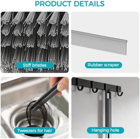 Floor Scrub Brush with 54in Adjustable Long Handle, Grey&White