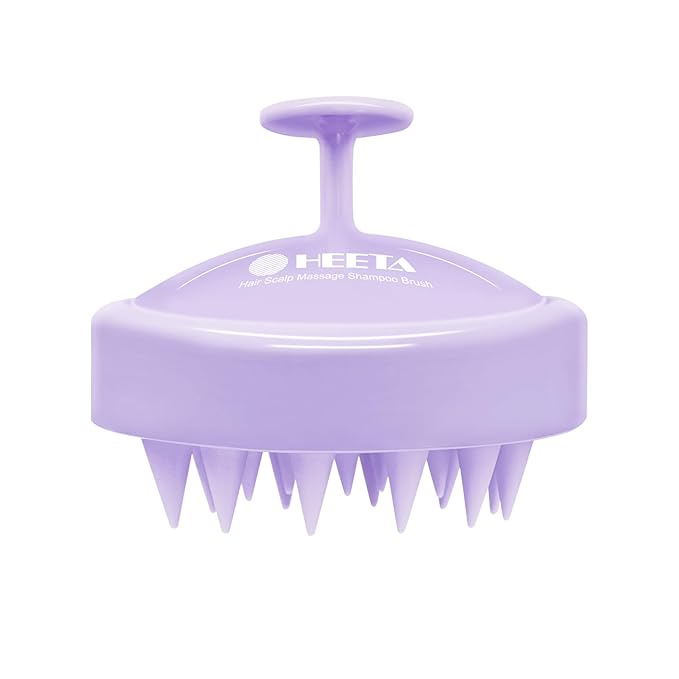HEETA Shampoo Scalp Brush Massager Hair Growth, Scalp Scrubber with Soft Silicone Bristles for Dandruff Removal, Hair Brush Exfoliator, Light Purple