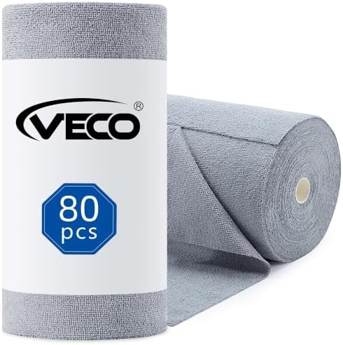 Microfiber Cleaning Cloth Roll 80 PCS Gray, 12" x 12"