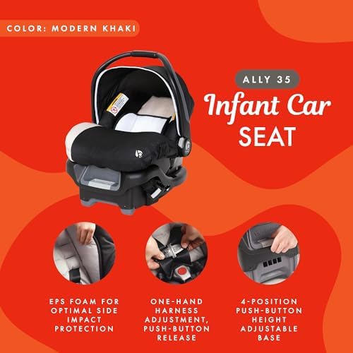 Ally Newborn Baby Infant Car Seat with Cover and Harness, Khaki