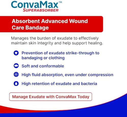 ConvaMax 4"x4" Super Absorbent Wound Dressing, Non-Adhesive, 10 Ct Box