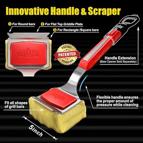 SteamWizards Grill Brush Bristle Free, Seamless-Fit Scrub Scraper