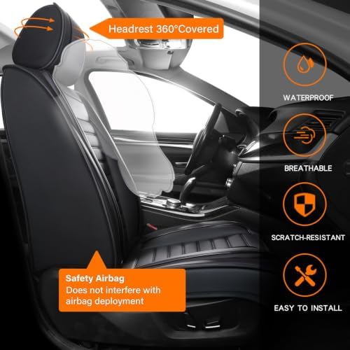 Car Seat Covers,Car Seat Protector Waterproof,Seat Covers Full Set, Car Seat Protectors,Automotive Seat Covers Fit for Most Cars Black