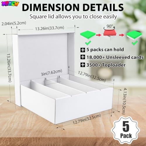 5-Pack Toploader Trading Card Storage Box, 4 Row 3600 Count Cardboard Box