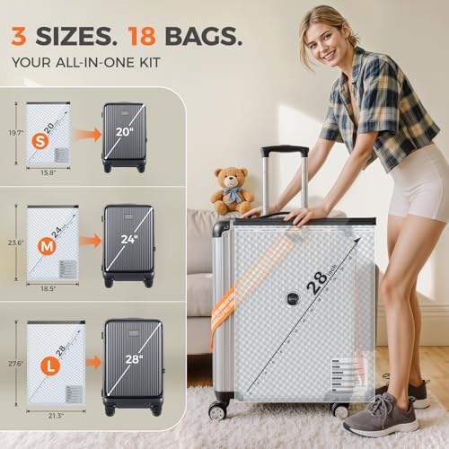18-Pack Travel Vacuum Bags with Rechargeable Cordless Pump