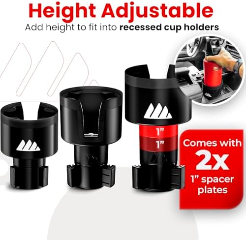 Ultimate Car Cup Holder Expander with Adjustable Base - 2 Pack