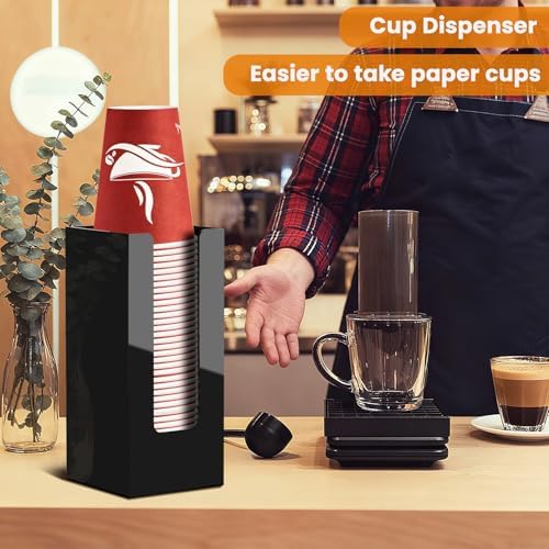 Coffee Cup Dispenser, Cup and Lid Organizer fits 5 to 16 oz Disposable Cups