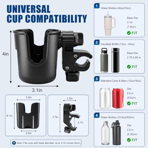 Boat Rail Cup Holder 2 Pack for Pontoon Boat, Bimini Top, Grab Bar