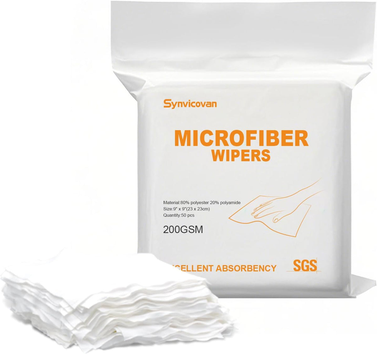 Microfiber Cloths 9"x9"(50 Pcs,200GSM)