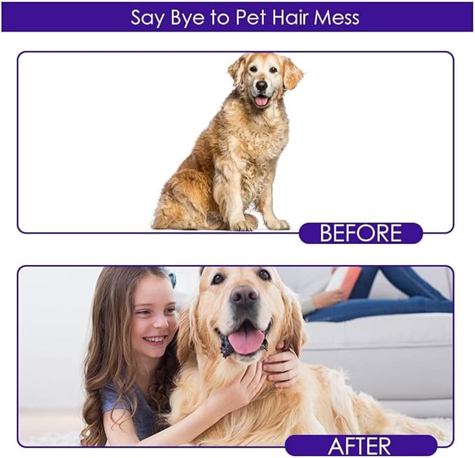 DELOMO Pet Hair Remover Glove - Gentle Pet Grooming Glove Brush - Deshedding Glove - Massage Mitt with Enhanced Five Finger Design - Perfect for Dogs & Cats with Long & Short Fur - 1 Pack, Purple
