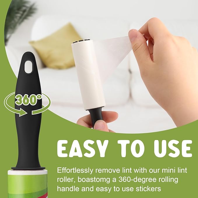 Hushee 24 Pcs Mini Lint Roller for Travel Small Lint Removers Bulk for Pet Hair and Clothes Small Size Removers Portable Sticky Removing Tool for Cleaning Furniture Dog Car Seat