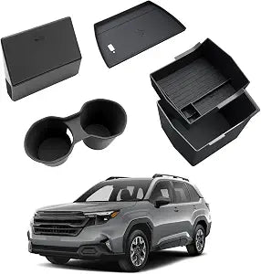 2025 Forester Center Console Organizer - 4 Pcs Set Double-Layer Center Console Organizer+Hidden Organizer Box+Silicone C
