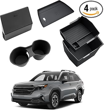 2025 Forester Center Console Organizer - 4 Pcs Set Double-Layer Center Console Organizer+Hidden Organizer Box+Silicone C