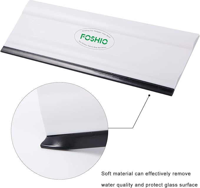 FOSHIO 6 Inch Rubber Squeegee for Kitchens, Glass, Shower and Car Windows, Pack of 3 (White)