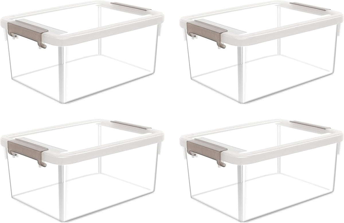 4 Packs Small Storage Bins with Lids 3.2 QT Plastic Storage Containers for Organizing Stackable Clear Storage Boxes