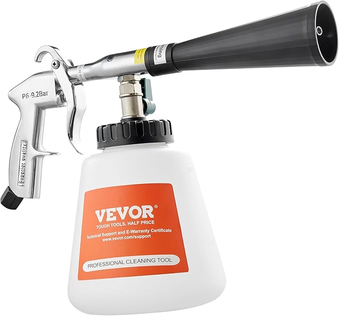 VEVOR Car Cleaning Gun, 6-9.2 Bar High-Pressure Air Blow Gun with 2 Set Nozzles & 1L Liquid Bottle, Vortex Cleaning Gun, Quickly Blasts Dirt and Dust from Surface, Suitable for 1/4 NPT Air Compressor
