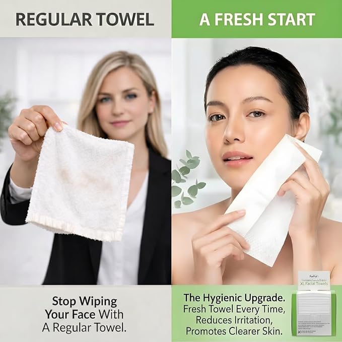 ForPro Disposable Face Towels for Sensitive Skin, XL Dry Wipes Makeup Remover, Ultra Soft Lint-Free Viscose Face Cloths, Chemical-Free Biodegradable Facial Towelettes, Vegan & Cruelty-Free, 50-Count
