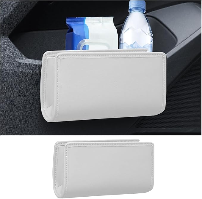 Car Seat Side Storage Pocket, Leather Hanging Foldable Multifunctional Vehicle Front Door Back Organizer Box, Waterproof