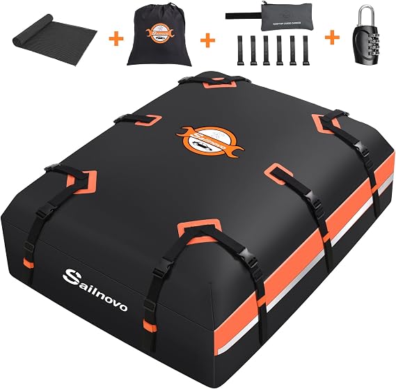 Sailnovo Car Rooftop Cargo Carrier 21 Cubic Feet Waterproof Soft Roof Bag