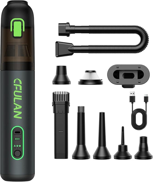 Car Vacuum Portable Cordless, 21000Pa 4-in-1 Handheld Mini Vacuum Cleaner with 8 Attachments, 3 Suction Modes, One-Touch Empty, Type-C Charge, Hand Vacuum for Car, Home, Keyboard, Small Job