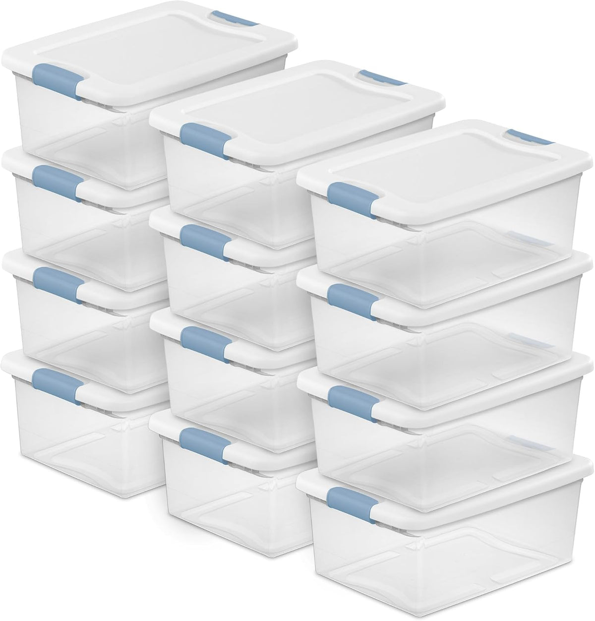 Latching Box with Lids for Home and Office, 15 Quart, 12-Pack