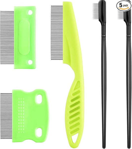 5 Pieces Dog Eye Combs Tear Stain Remover Combs Pet Grooming Comb for Small Dogs Gently Removing Eye Mucus and Crust (Green, Black)