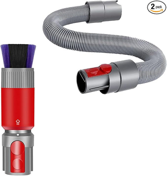 Scratch-free Dusting Brush & 63”Flexible Extension Hose Attachments for Dyson GEN5 V15 V12 V11 V10 V8 V7 Cordless Vacuum Cleaner, Ideal for Car Detailing, Keyboard/Blinds Cleaning,Delicate Surfaces
